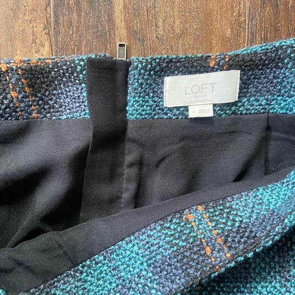 💜 Loft Plaid Skirt in Blue and Orange in Woven Material - Picture 6 of 8